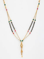 Thumbnail for NVR Women's Gold-Polished Artificial Stones Studded & Beaded Mangalsutra