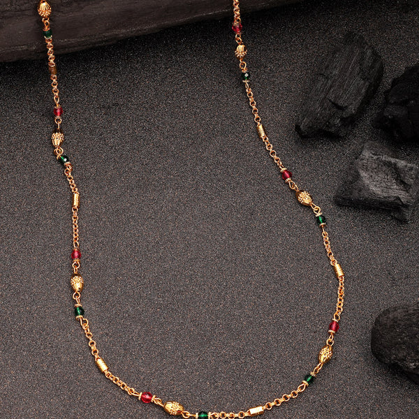 NVR Women's Gold-Polished Artificial Beads Minimal Chain - Distacart