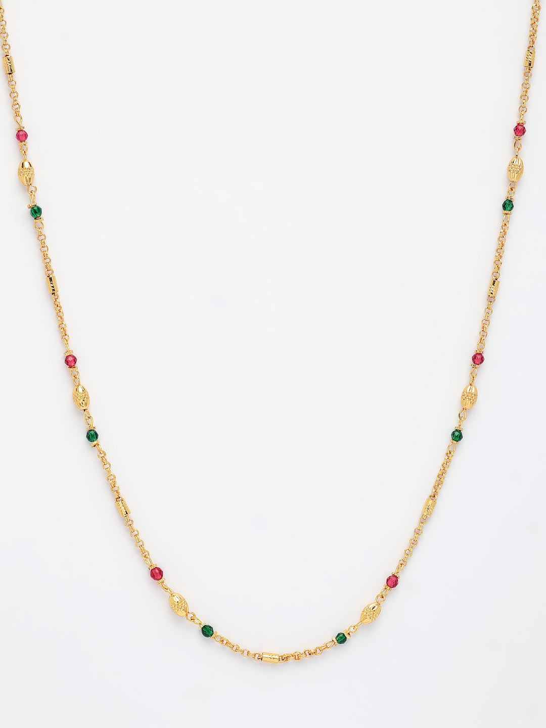 NVR Women's Gold-Polished Artificial Beads Minimal Chain