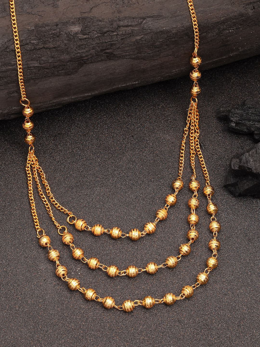 NVR Women's Gold-Polished Artificial Beads Layered Chain - Distacart