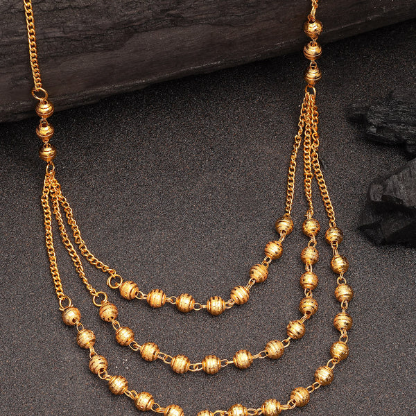 NVR Women's Gold-Polished Artificial Beads Layered Chain - Distacart