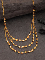 Thumbnail for NVR Women's Gold-Polished Artificial Beads Layered Chain