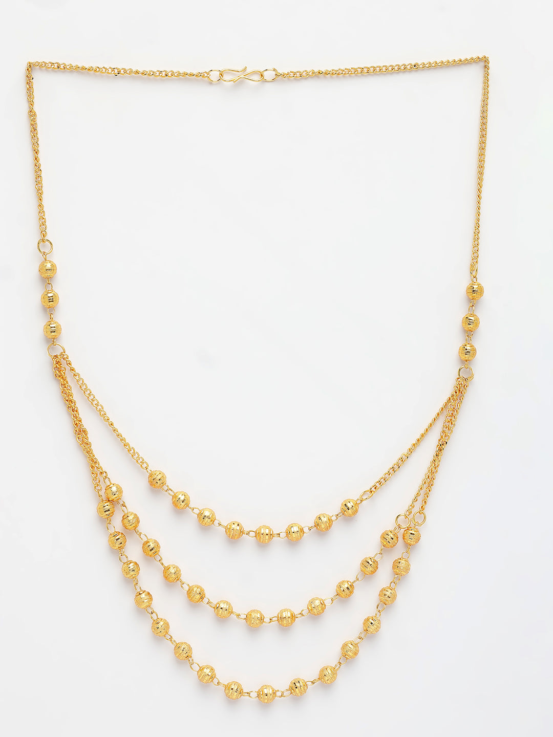 NVR Women's Gold-Polished Artificial Beads Layered Chain