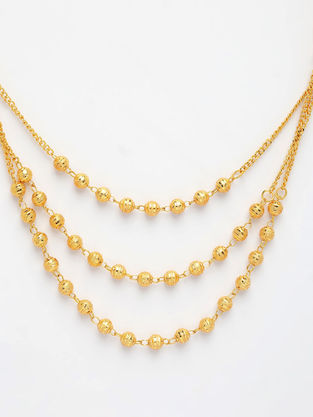 NVR Women's Gold-Polished Artificial Beads Layered Chain
