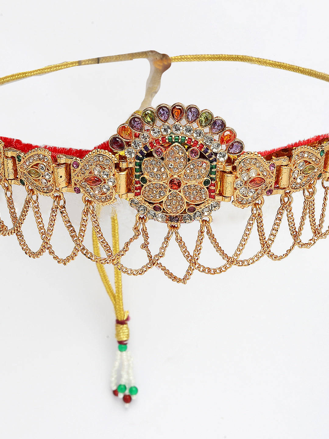 NVR Women's Gold-Polished Cubic Zirconia Stone Studded Rajputi Choker Necklace - Distacart