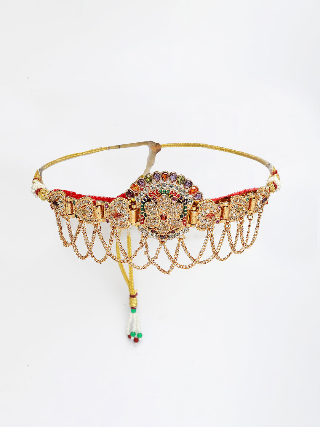 NVR Women's Gold-Polished Cubic Zirconia Stone Studded Rajputi Choker Necklace