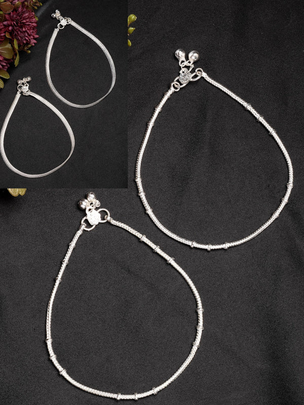 NVR Women's Pair of 2 Silver-Plated Anklets