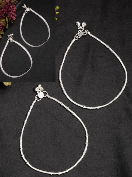 NVR Women's Pair of 2 Silver-Plated Anklets