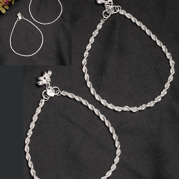 NVR Women's Pair of 2 Silver-Plated Anklets - Distacart