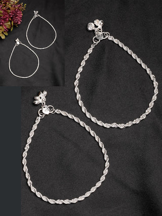 NVR Women's Pair of 2 Silver-Plated Anklets - Distacart