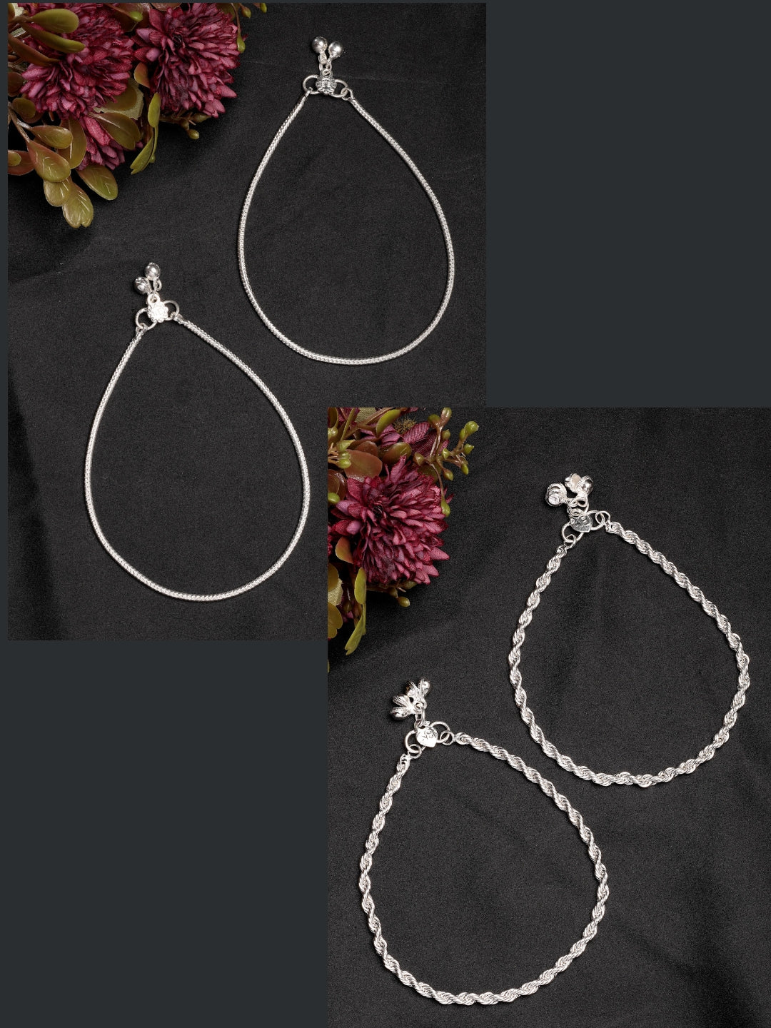 NVR Women's Pair of 2 Silver-Plated Anklets - Distacart