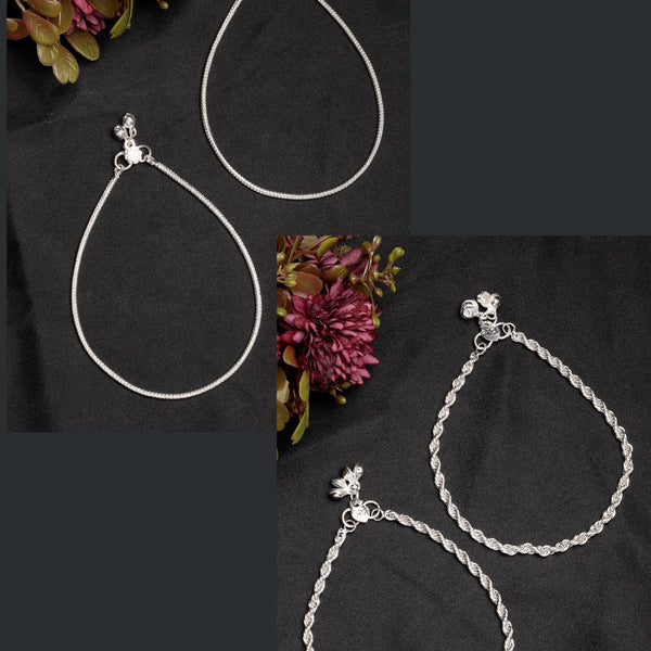 NVR Women's Pair of 2 Silver-Plated Anklets - Distacart
