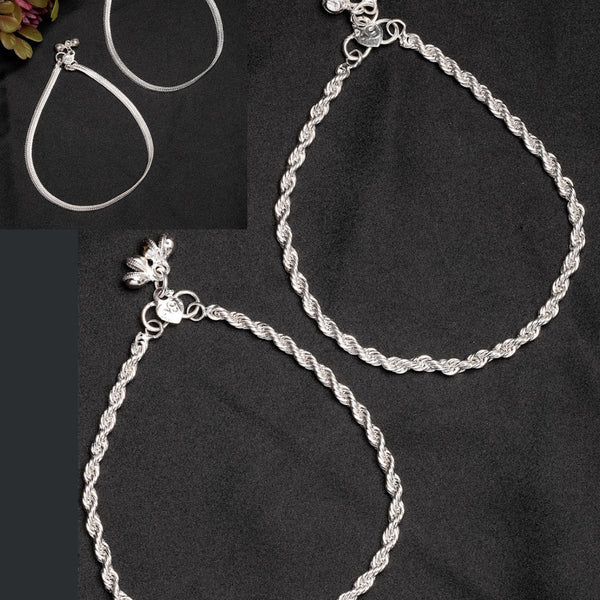 NVR Women's Pair of 2 Silver-Plated Anklets - Distacart