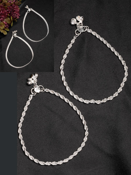 NVR Women's Pair of 2 Silver-Plated Anklets
