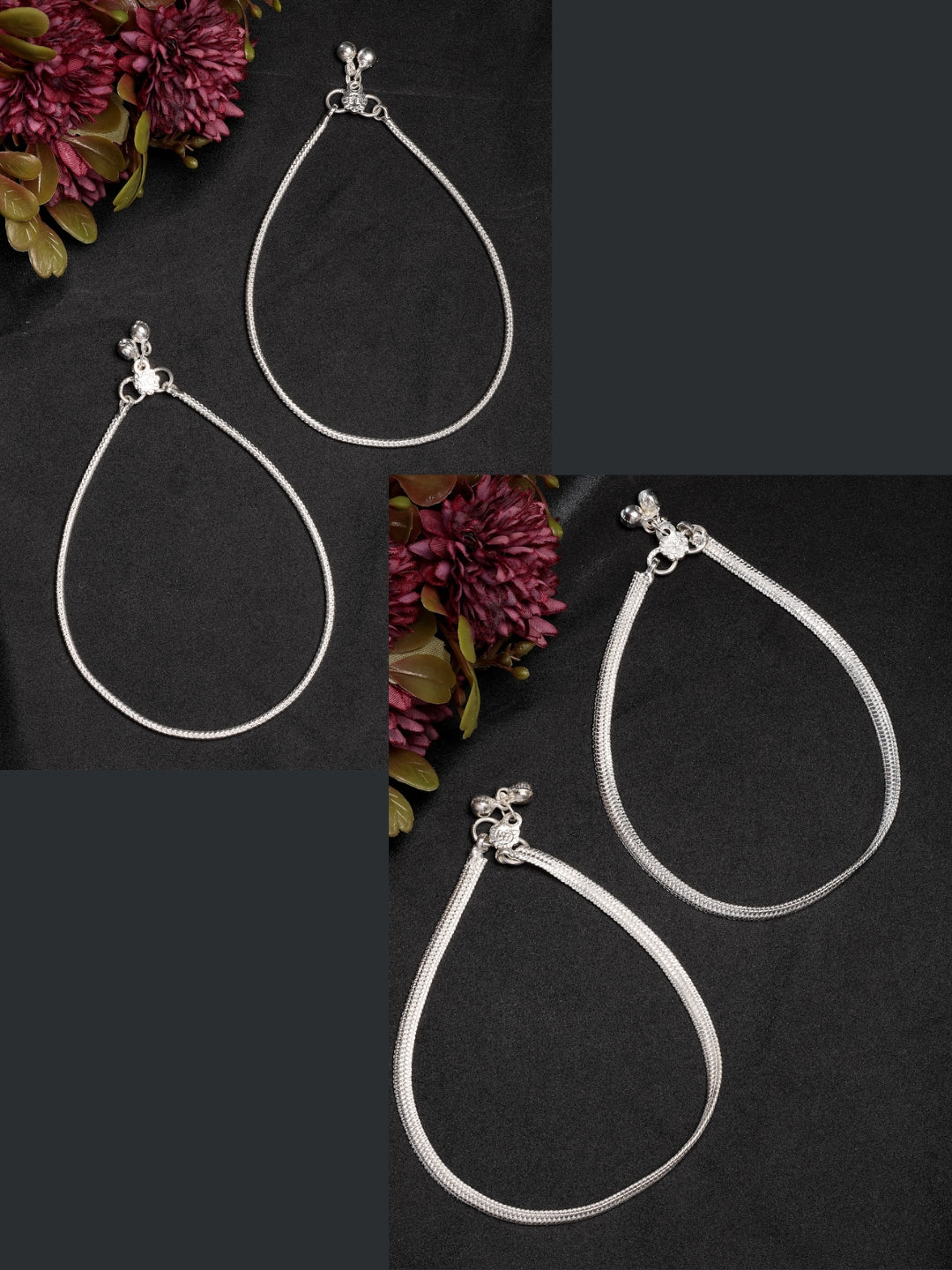 NVR Women's Pair of 2 Silver-Plated Anklets - Distacart