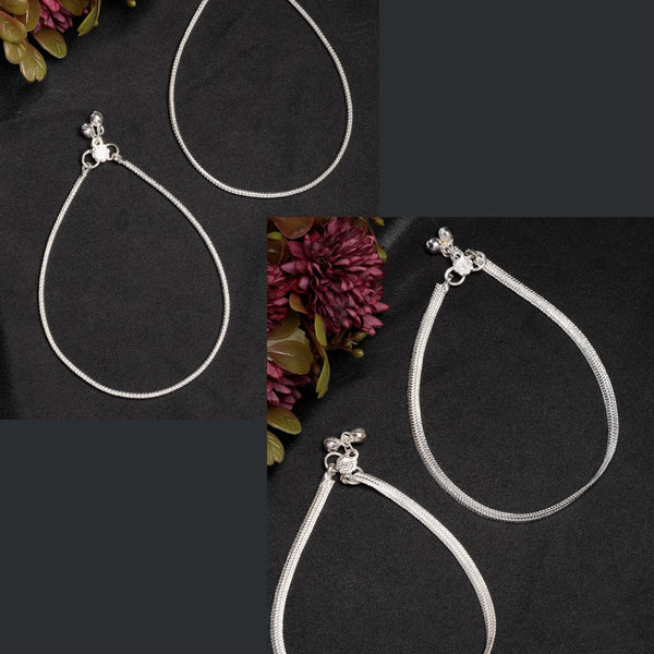 NVR Women's Pair of 2 Silver-Plated Anklets - Distacart