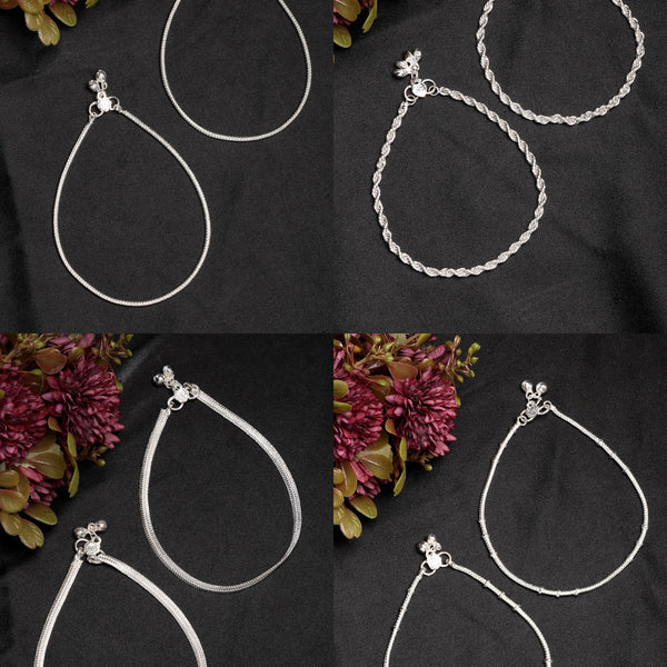 NVR Women's Pair of 4 Silver-Plated Anklets - Distacart