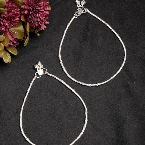 NVR Women's Set of 2 Silver-Plated Anklets - Distacart