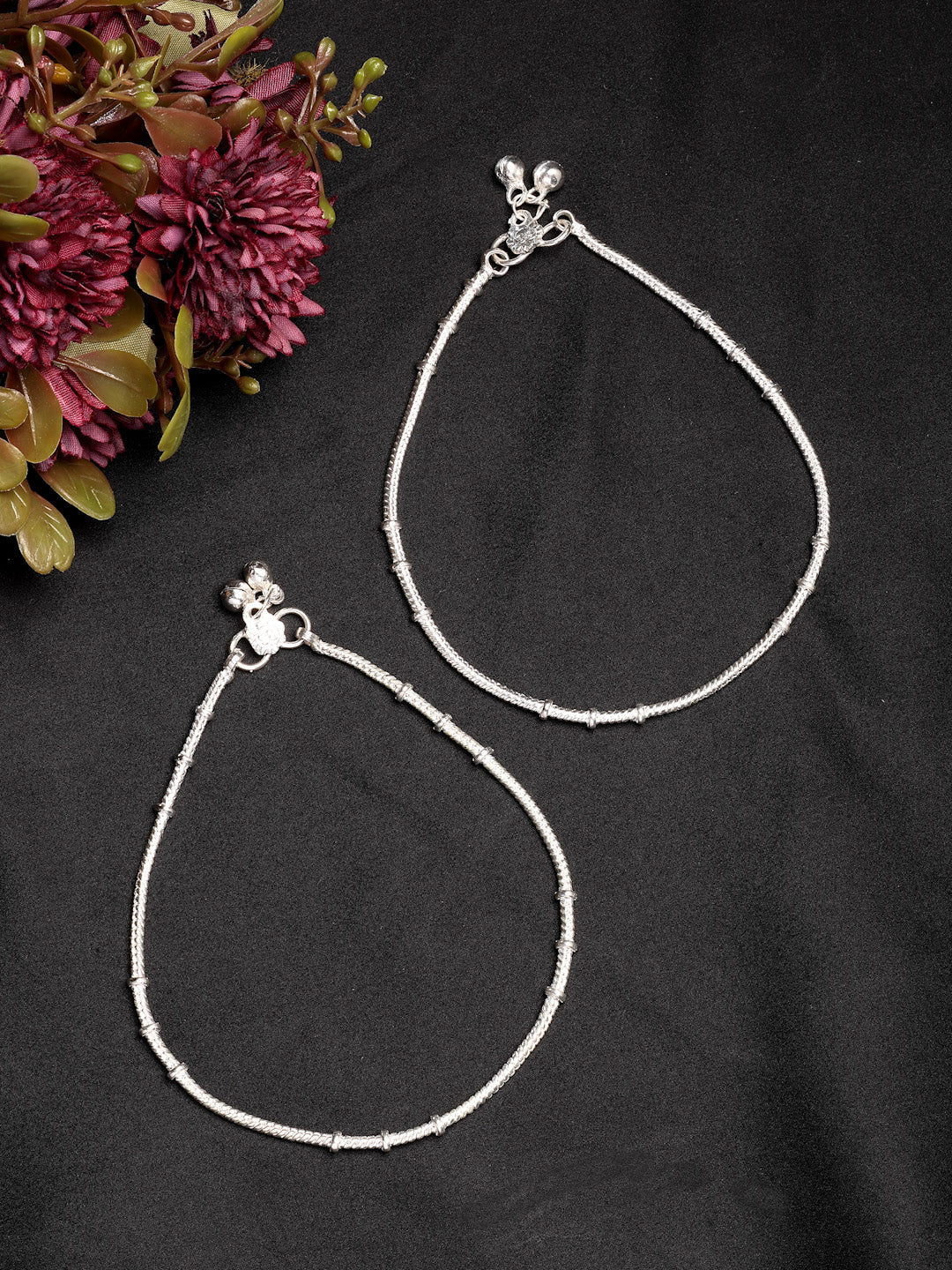 NVR Women's Set of 2 Silver-Plated Anklets - Distacart