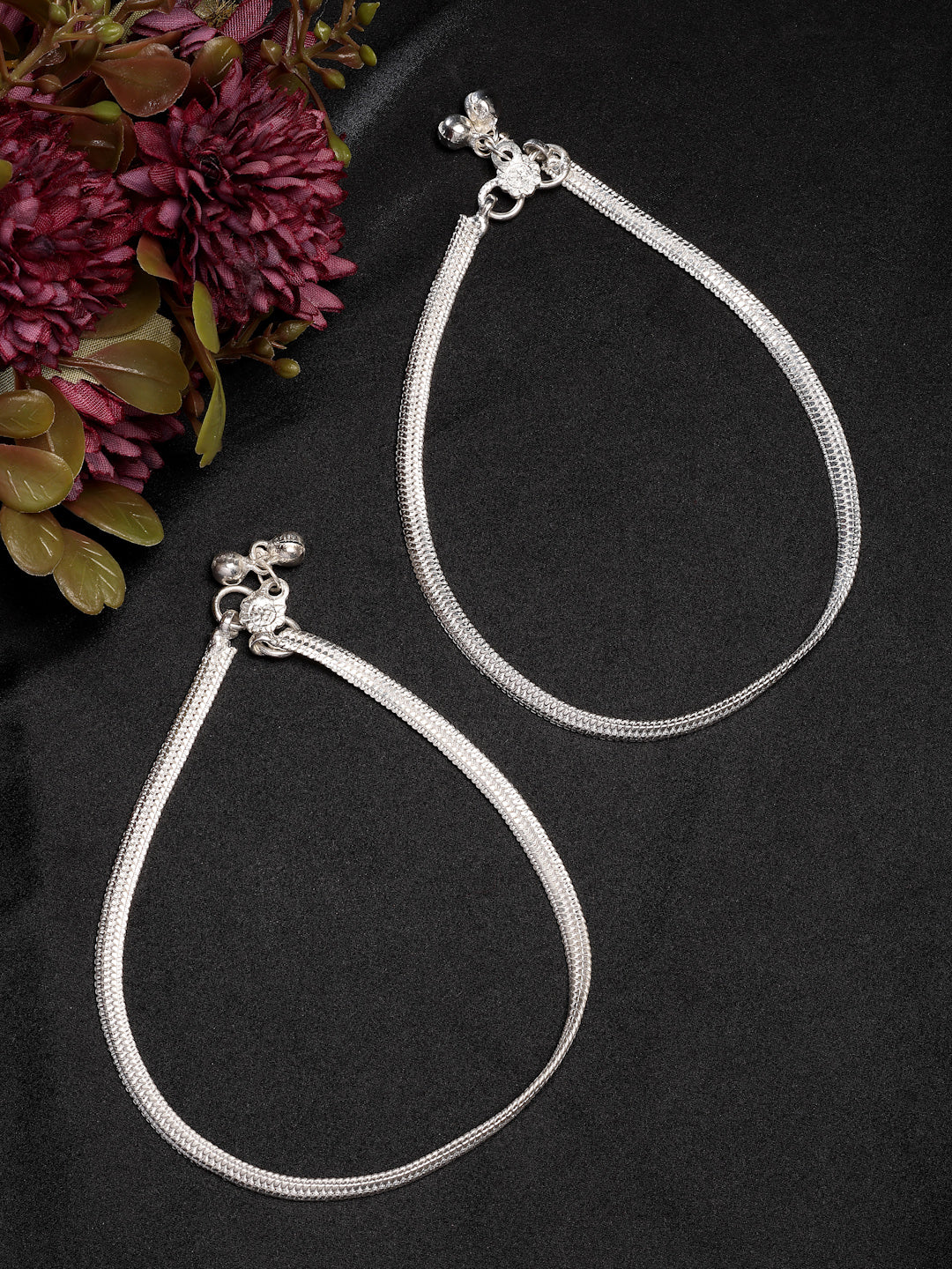 NVR Women's Set of 2 Silver-Plated Anklets - Distacart