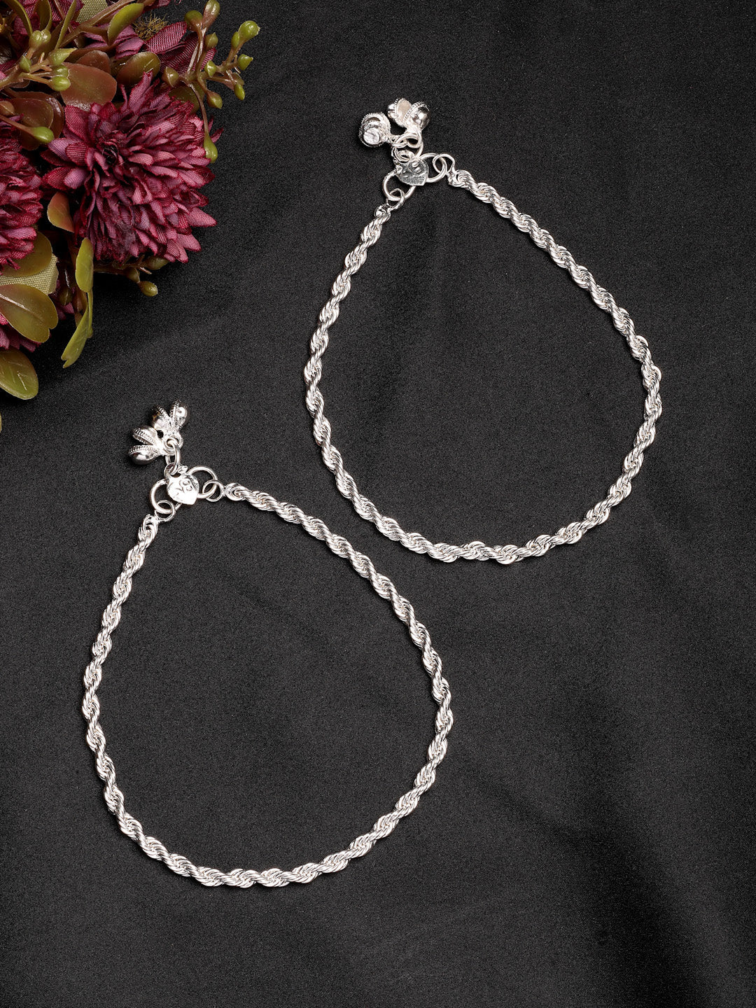 NVR Women's Set of 2 Silver-Plated Anklets - Distacart