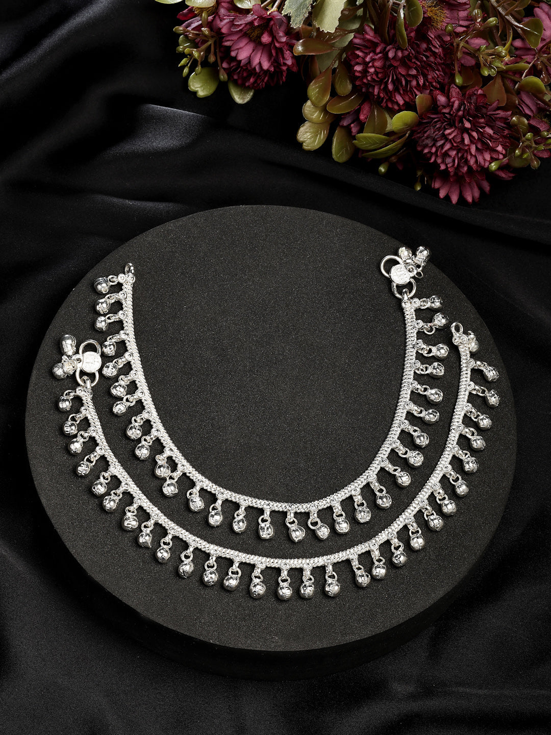 NVR Women's Set of 2 Silver-Plated Ghungroo-Beaded Anklets - Distacart