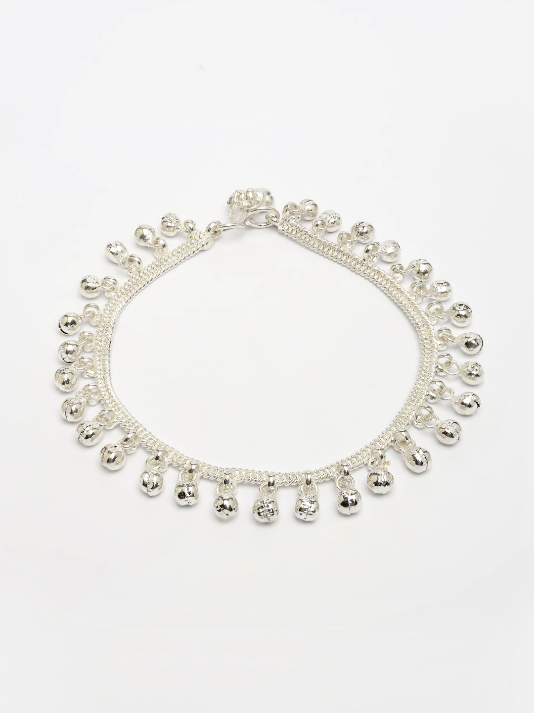 NVR Women's Set of 2 Silver-Plated Ghungroo-Beaded Anklets