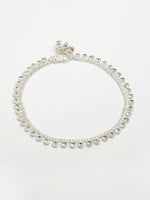 Thumbnail for NVR Women's Set of 2 Silver-Plated Artificial Stone Studded Anklets