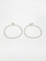 Thumbnail for NVR Women's Set of 2 Silver-Plated Artificial Stone Studded Anklets
