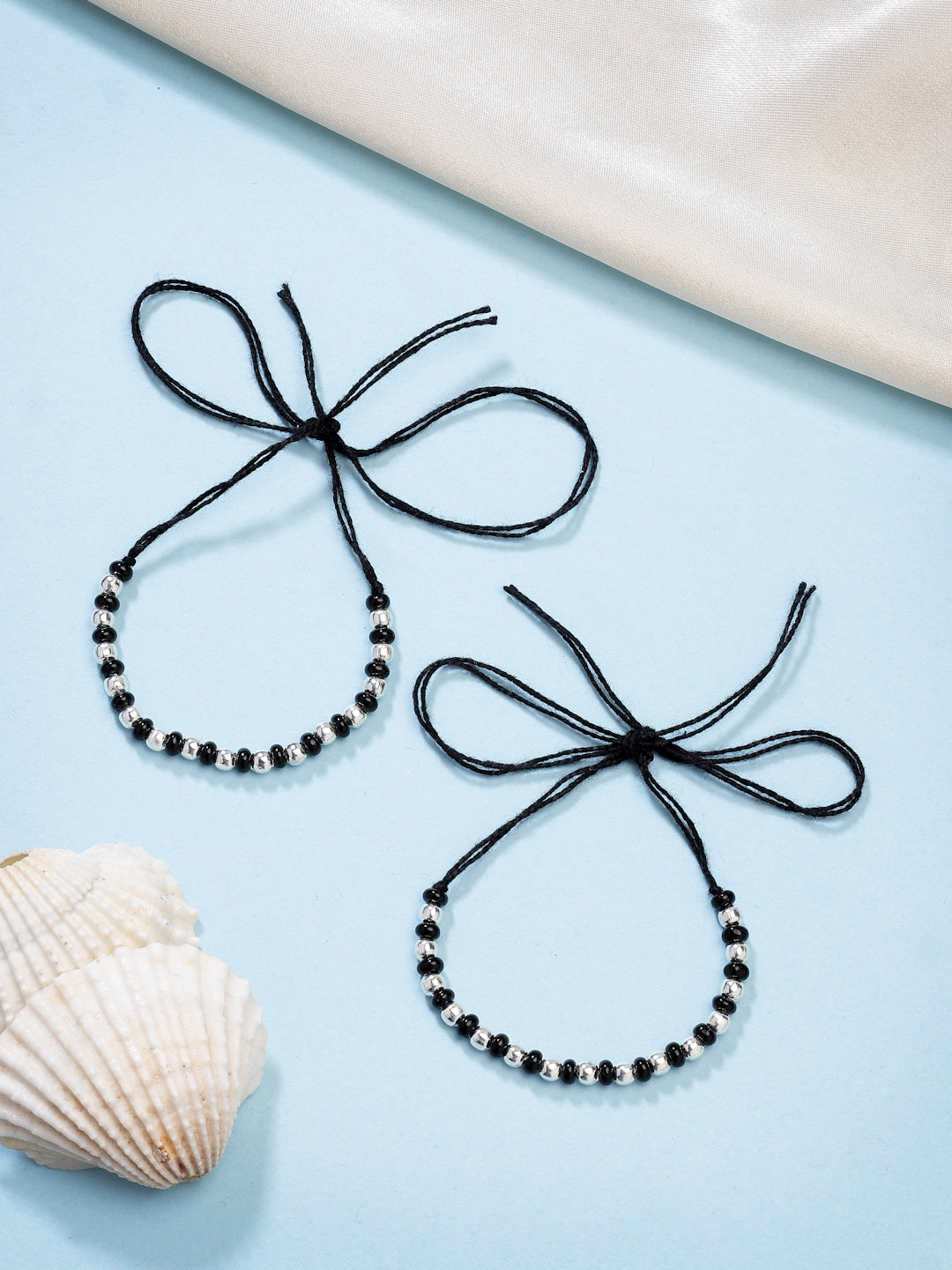 NVR Kids Set of 2 Rhodium-Plated Beaded Wraparound Nazariya Bracelet - Distacart