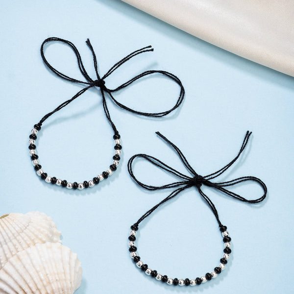 NVR Kids Set of 2 Rhodium-Plated Beaded Wraparound Nazariya Bracelet - Distacart