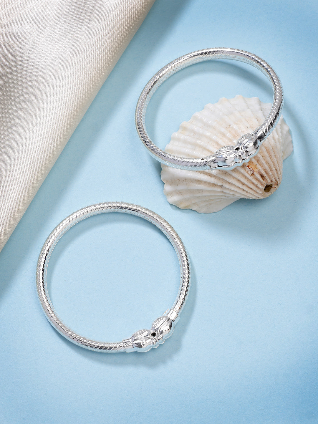 NVR Kids Set of 2 Silver- Toned Nazariya Kada Bracelet - Distacart