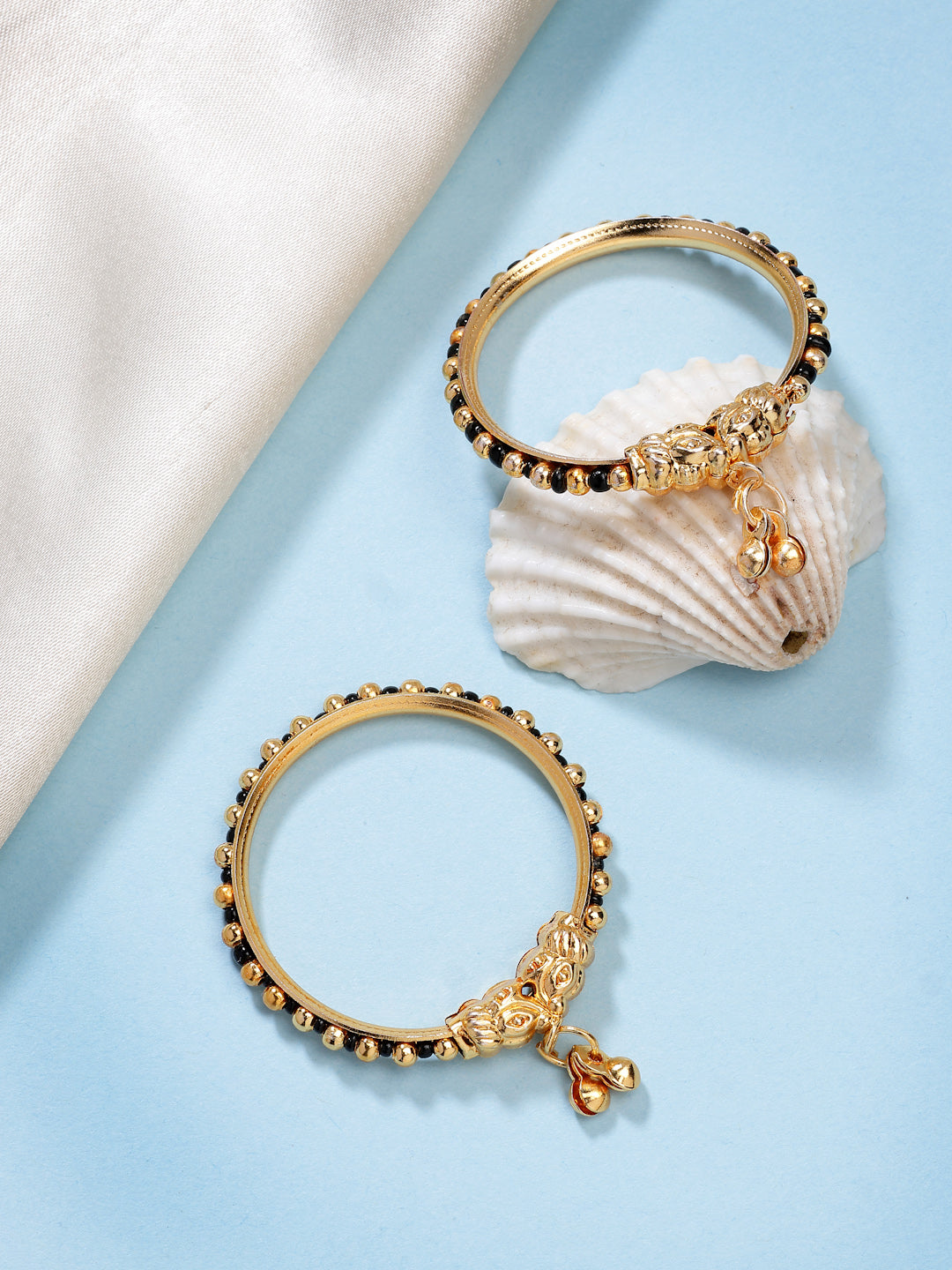 NVR Kids Set of 2 Rhodium-Plated Artificial Beads Nazariya Kada Bracelet - Distacart