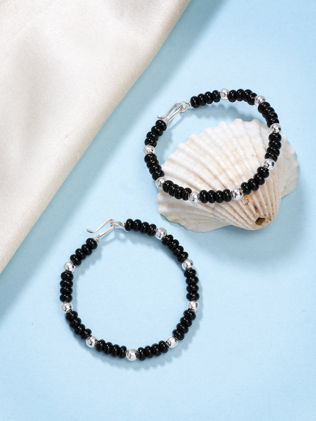 NVR Kids Set of 2 Rhodium-Plated Artificial Beads Nazariya Link Bracelet - Distacart