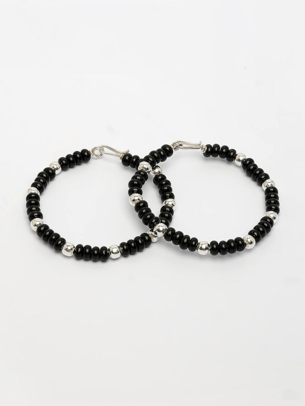 NVR Kids Set of 2 Rhodium-Plated Artificial Beads Nazariya Link Bracelet