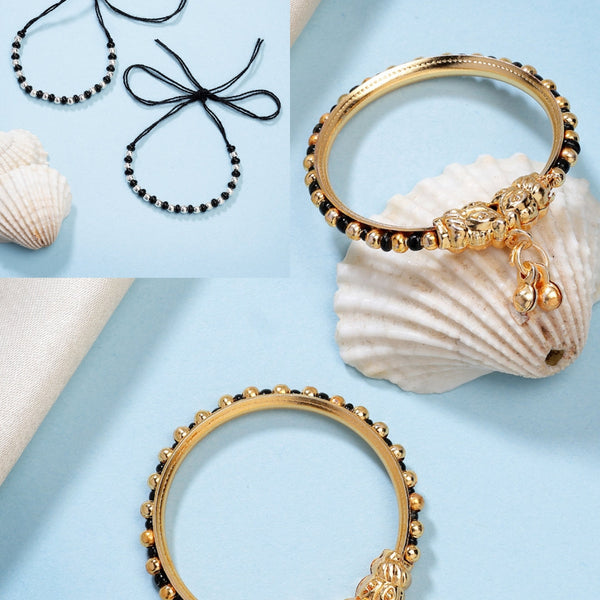 NVR Kids Pair of 2 Rhodium-Plated Artificial Beads Nazariya Kada Bracelet - Distacart