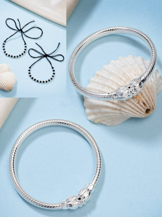 NVR Kids Pair of 2 Rhodium-Plated Artificial Beads Nazariya Kada Bracelet - Distacart