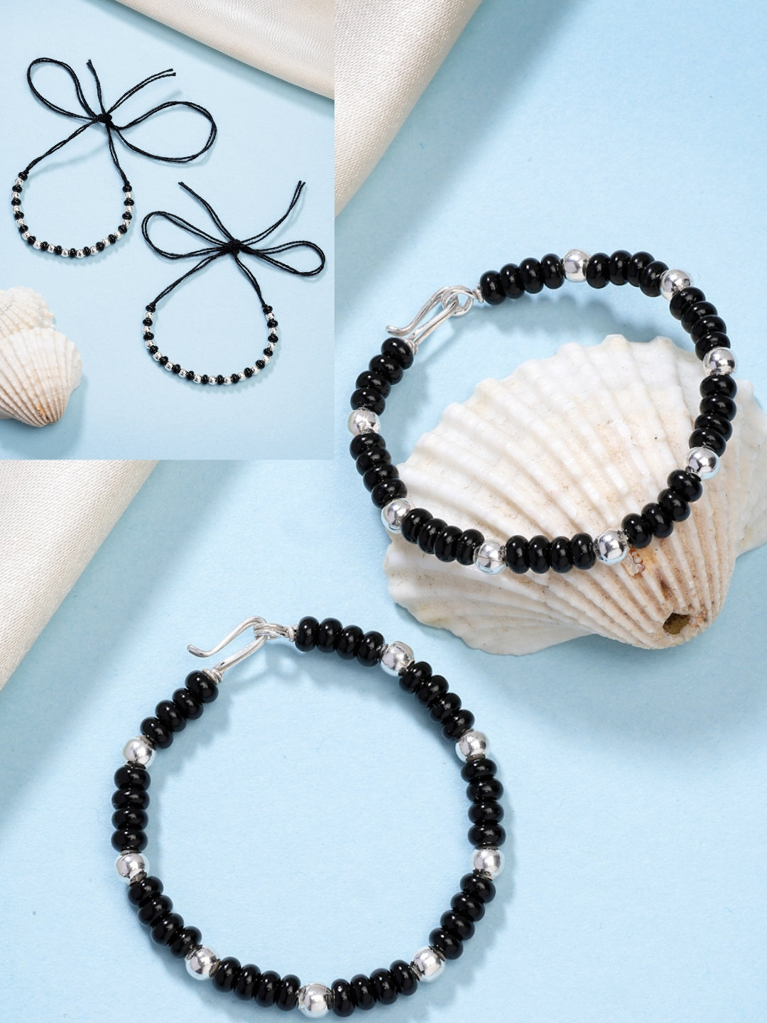 NVR Kids Pair of 2 Rhodium-Plated Artificial Beads Nazariya Link Bracelet - Distacart