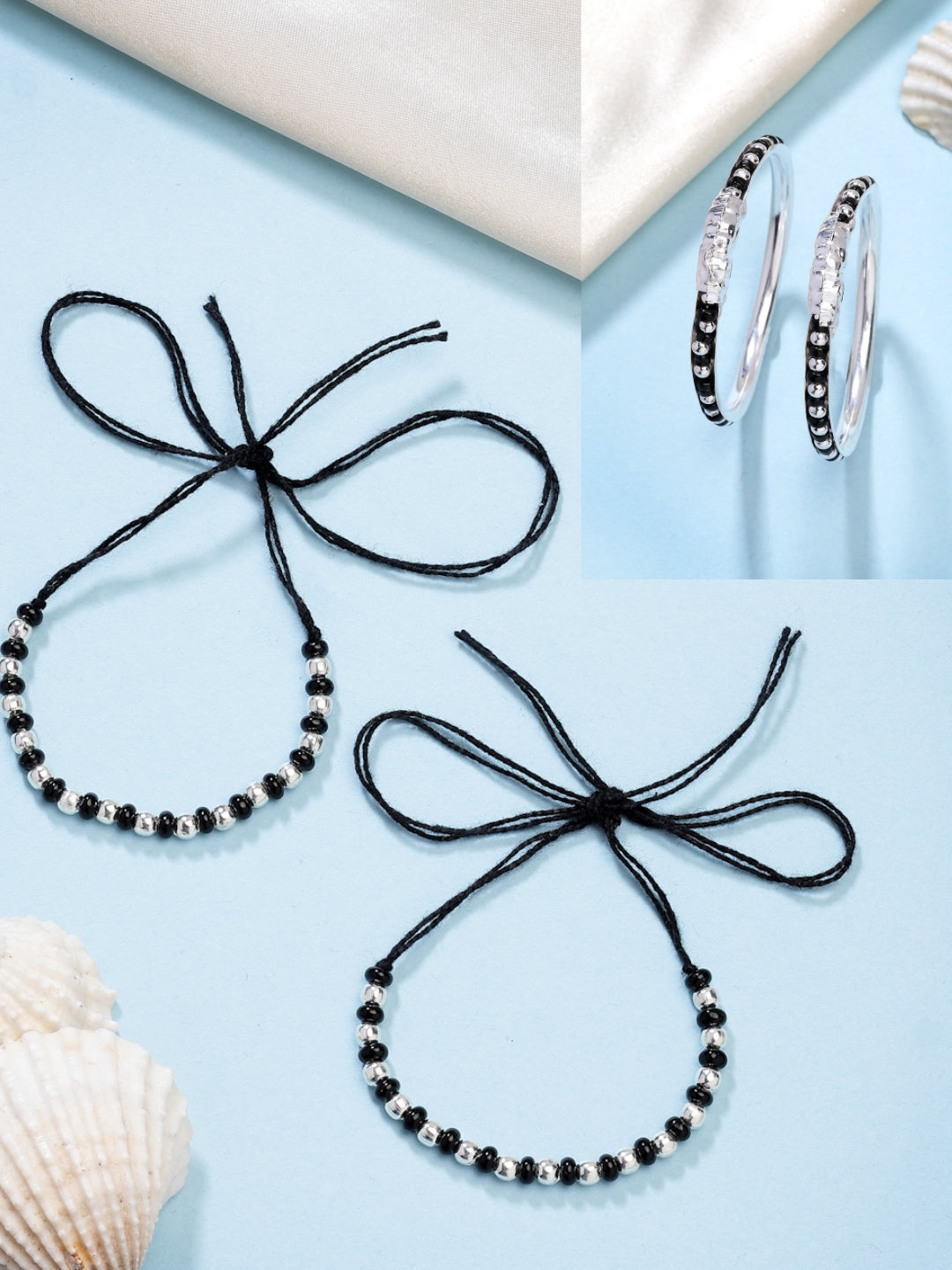 NVR Kids Pair of 2 Rhodium-Plated Artificial Beads Nazariya Kada Bracelet - Distacart