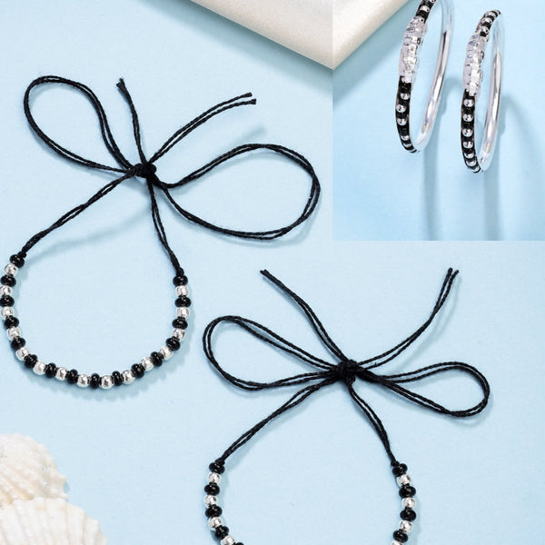 NVR Kids Pair of 2 Rhodium-Plated Artificial Beads Nazariya Kada Bracelet - Distacart