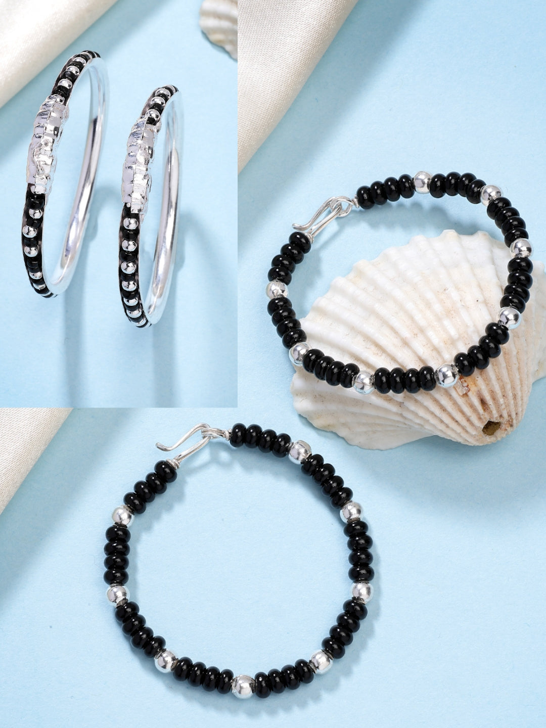 NVR Kids Pair of 2 Rhodium-Plated Artificial Beads Nazariya Kada Bracelet - Distacart