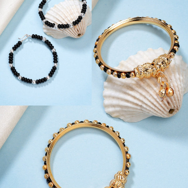 NVR Kids Pair of 2 Rhodium-Plated Artificial Beads Nazariya Kada Bracelet - Distacart