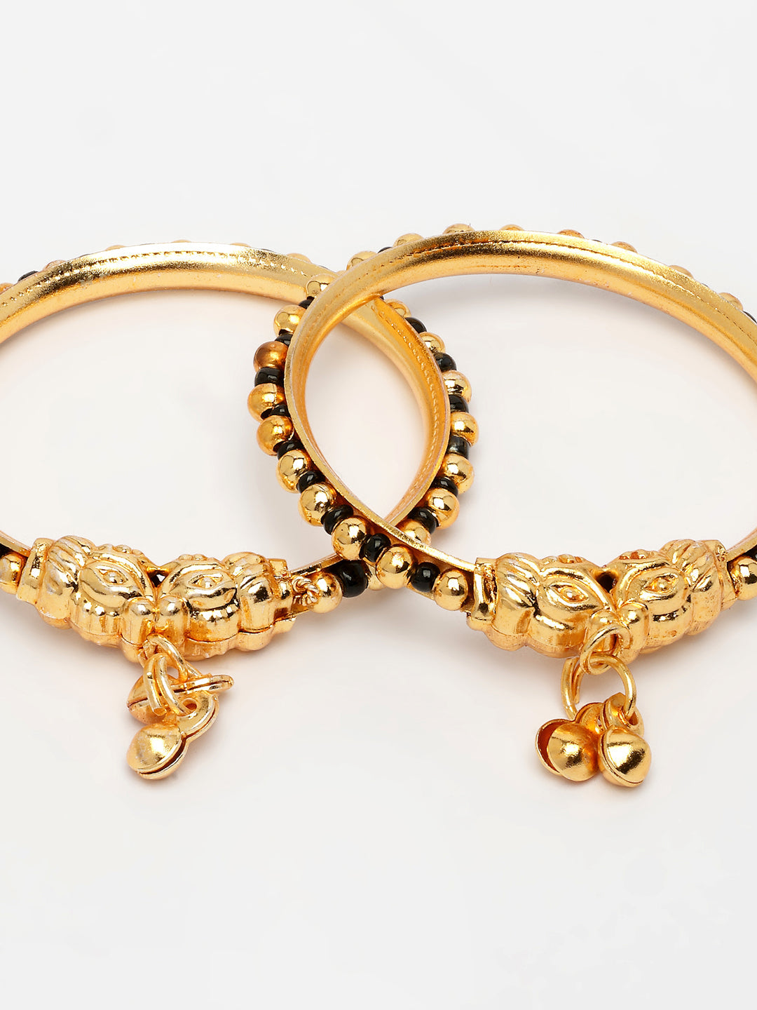 NVR Kids Pair of 2 Rhodium-Plated Artificial Beads Nazariya Kada Bracelet
