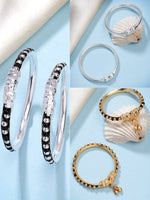 Thumbnail for NVR Kids Pair of 3 Rhodium-Plated Artificial Beads Nazariya Kada Bracelet