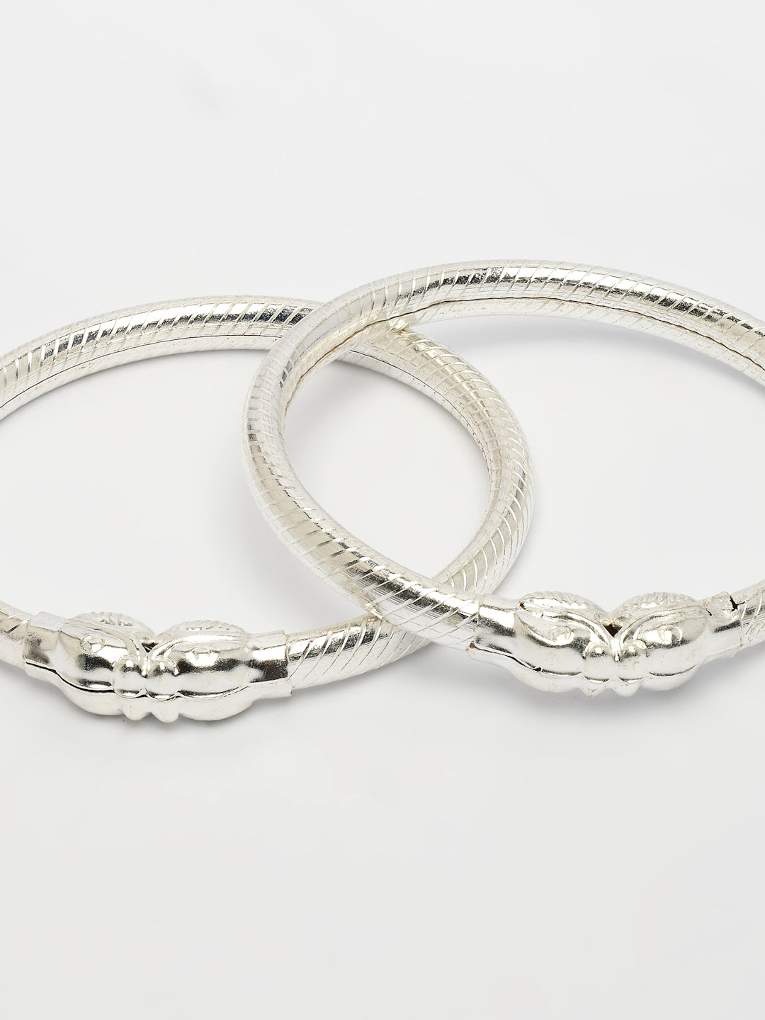 NVR Kids Pair of 3 Rhodium-Plated Artificial Beads Nazariya Kada Bracelet