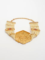 Thumbnail for NVR Women's Gold-Polished Cubic Zirconia Stone Studded Link Bracelet