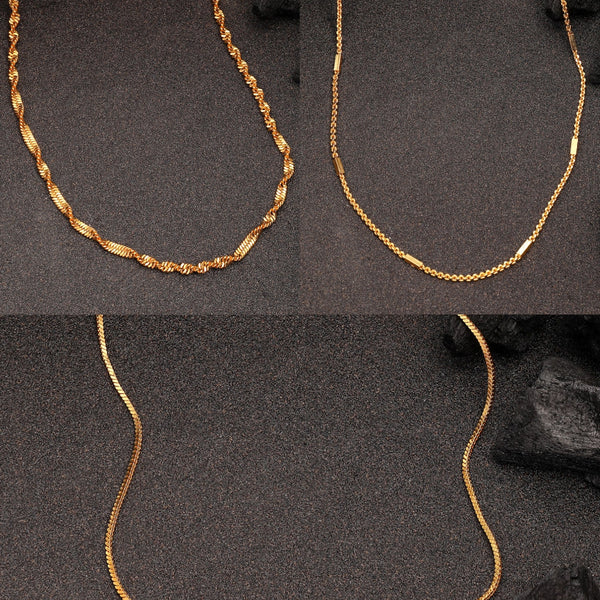 NVR Women's Set of 3 Gold-Polished Minimal Chain - Distacart