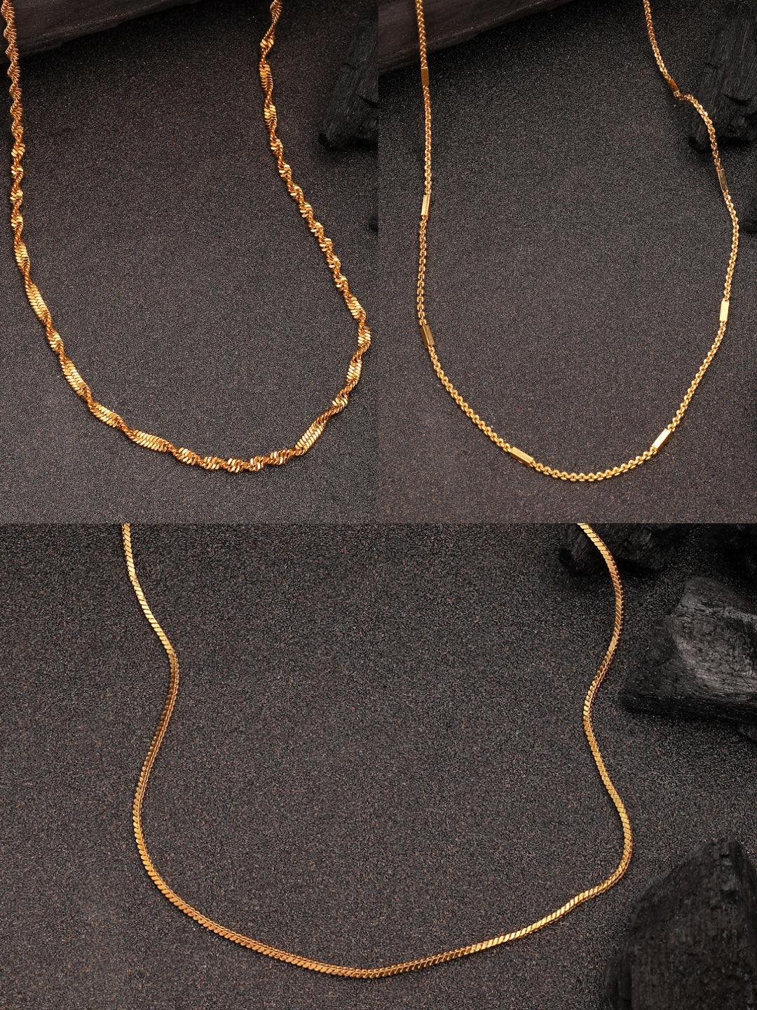 NVR Women's Set of 3 Gold-Polished Minimal Chain - Distacart