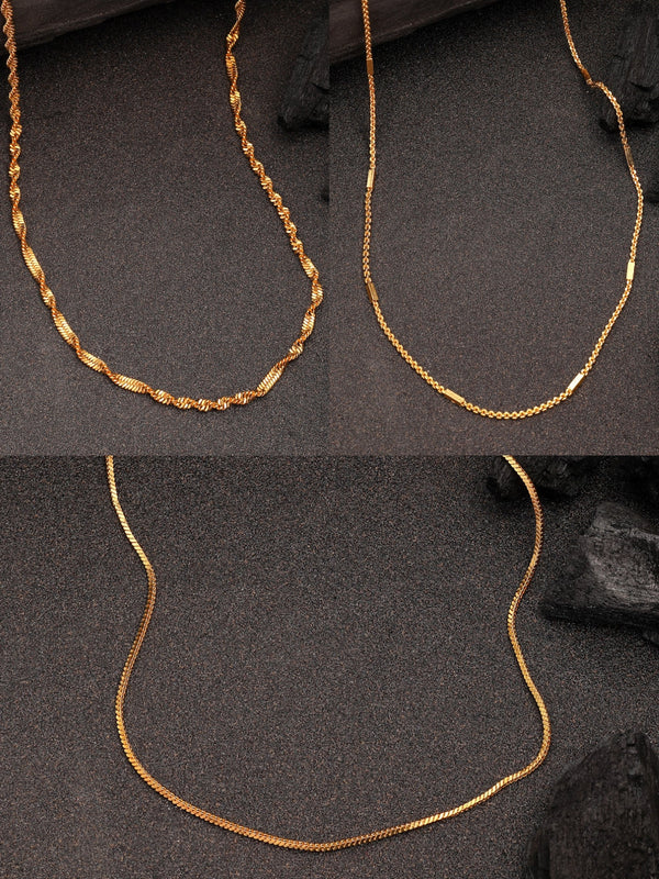 NVR Women's Set of 3 Gold-Polished Minimal Chain - Distacart