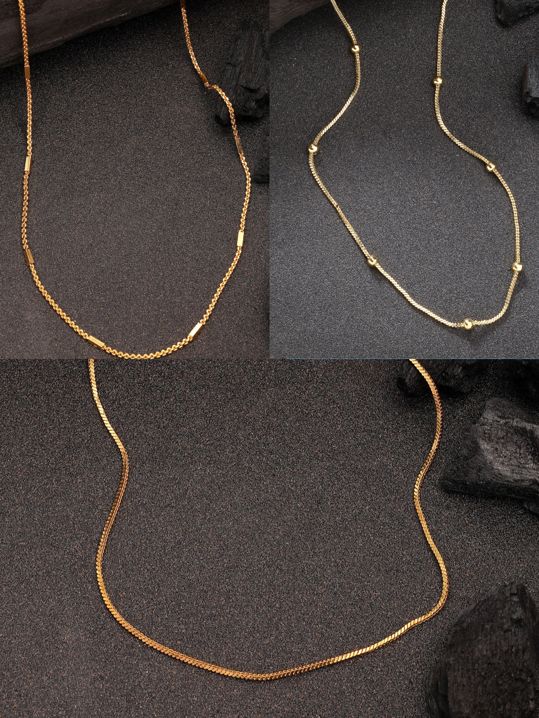 NVR Women's Set of 3 Gold-Polished Minimal Chain - Distacart